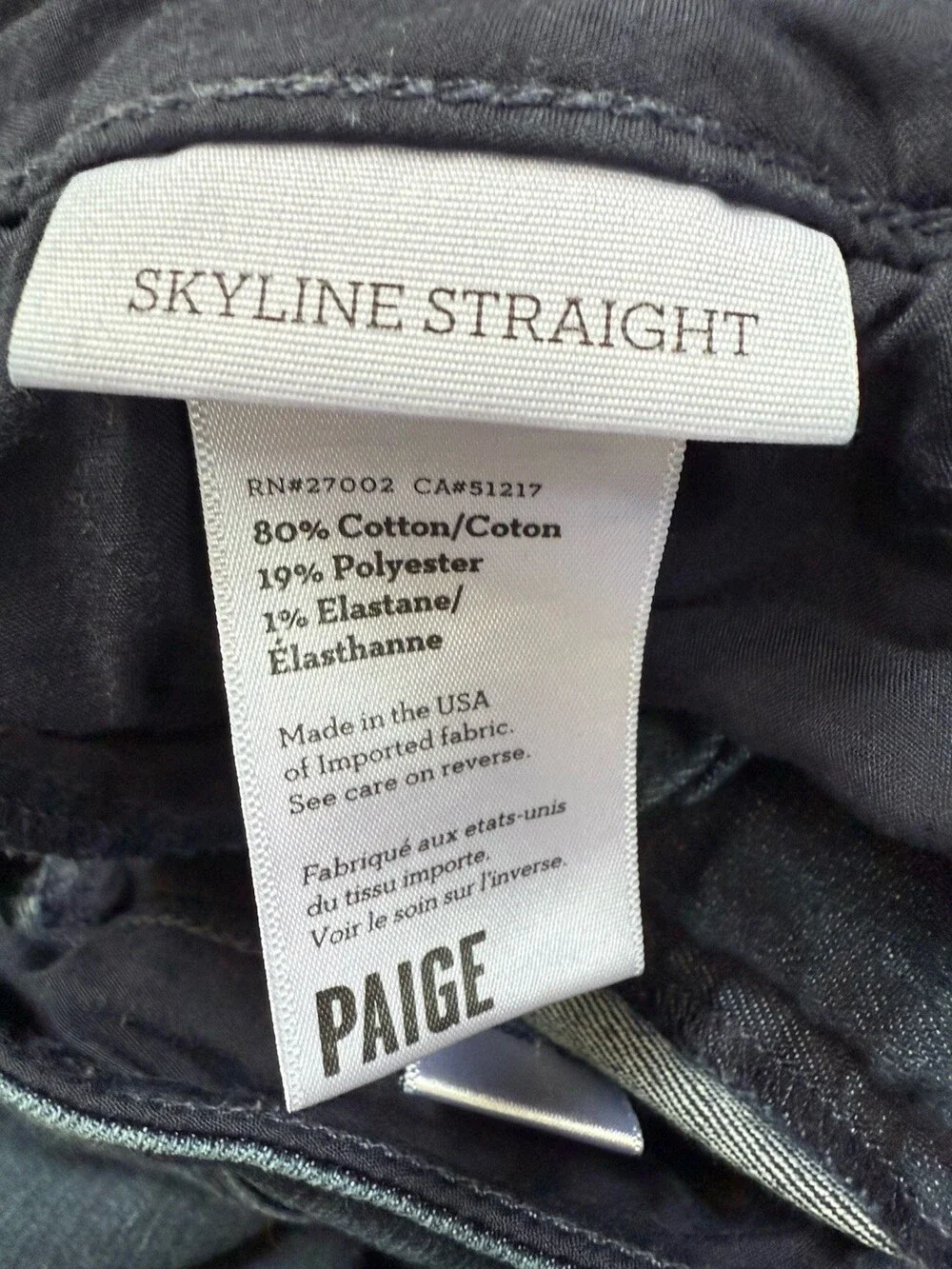 Paige Skyline Straight Jeans Dark Wash Size 31